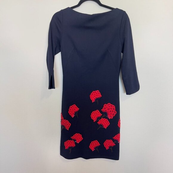 TORY BURCH Etta Blue Wool Blend Bead & Sequin Embellished Mini Dress Women Sz S - Picture 2 of 6